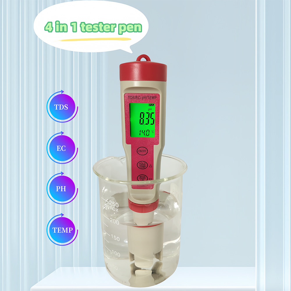Ph Meter Digital Water Tester - 4'ü 1 Arada Arka Işıklı pH