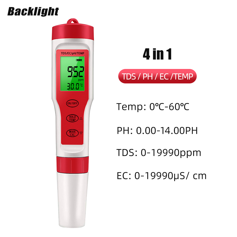 Ph Meter Digital Water Tester - 4 IN 1 TDS PH Ölçer